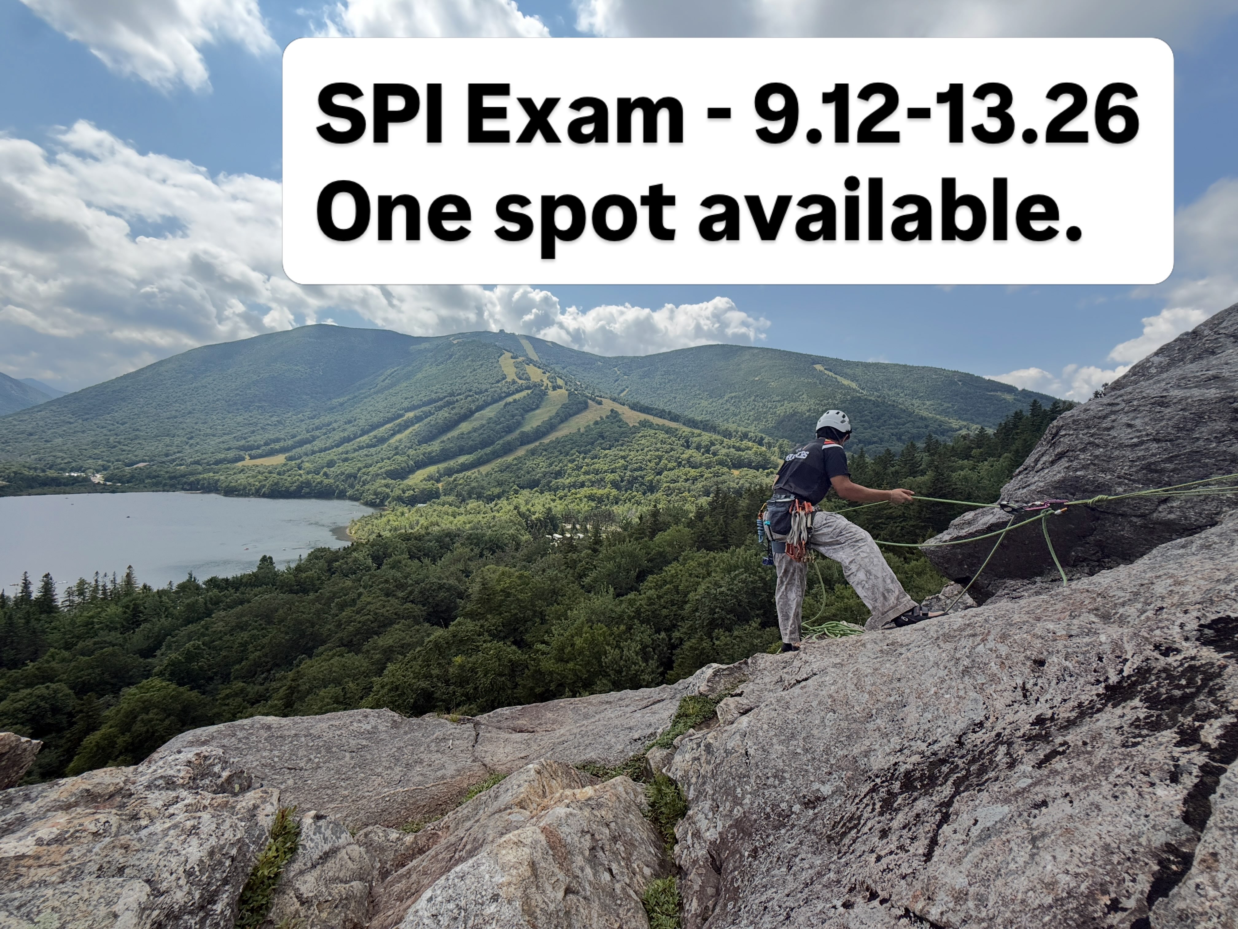 AMGA Single Pitch Instructor Exam

One Spot Available

September 12 & 13, 2026
 
Franconia Notch, NH

Get in touch if interested.